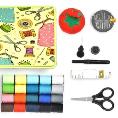 EZAKKA Compact Sewing Kit Aksesoris dengan Tin Case Organizer Box Sebagai Hadiah untuk Pemula-Internasional