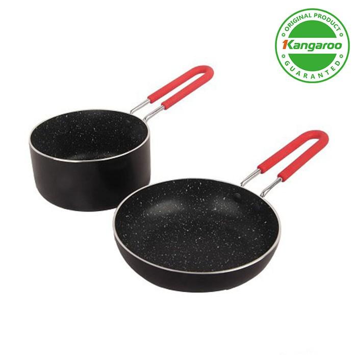 Kangaroo Kg671 Allu Fry Pan 2 Set  Wajan Aluminium 14+12Cm - 73363A