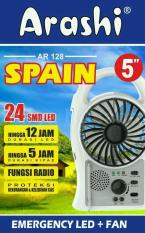 Kipas 5 Inchi + Lampu Led + Radio Cas Isi Ulang Arashi Spain AR 128