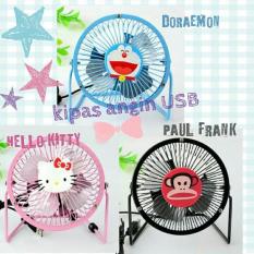 Kipas Angin Mini 4 Inc Usb Karakter Hello Kity Paul Frank Doraemon