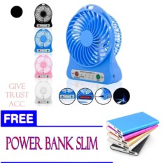 Kipas Angin USB Mini Fan Portable Dengan Baterai Charger + FREE POWER BANK SLIM.