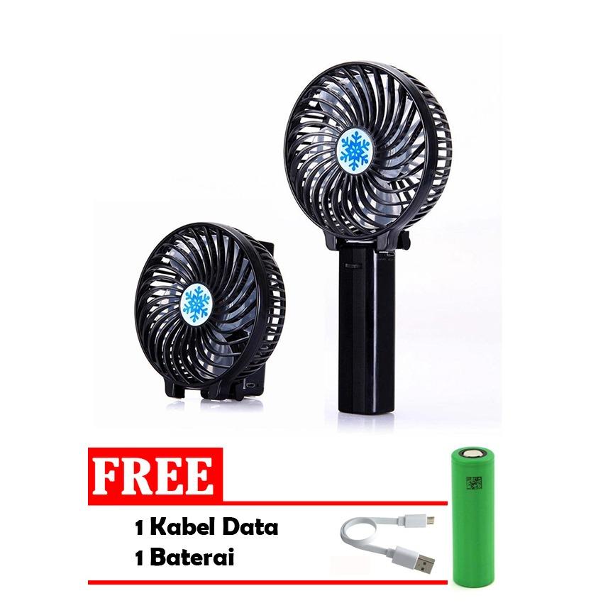 Kipas Handy Mini Fan Lipat Portable Recharger Quality Brand + Free Baterai dan Kabel data