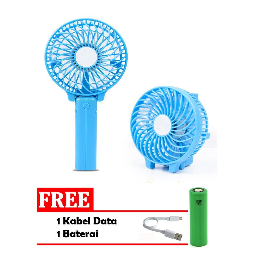 Kipas Handy Mini Fan Lipat Portable Recharger Quality Brand + Free Baterai dan Kabel data