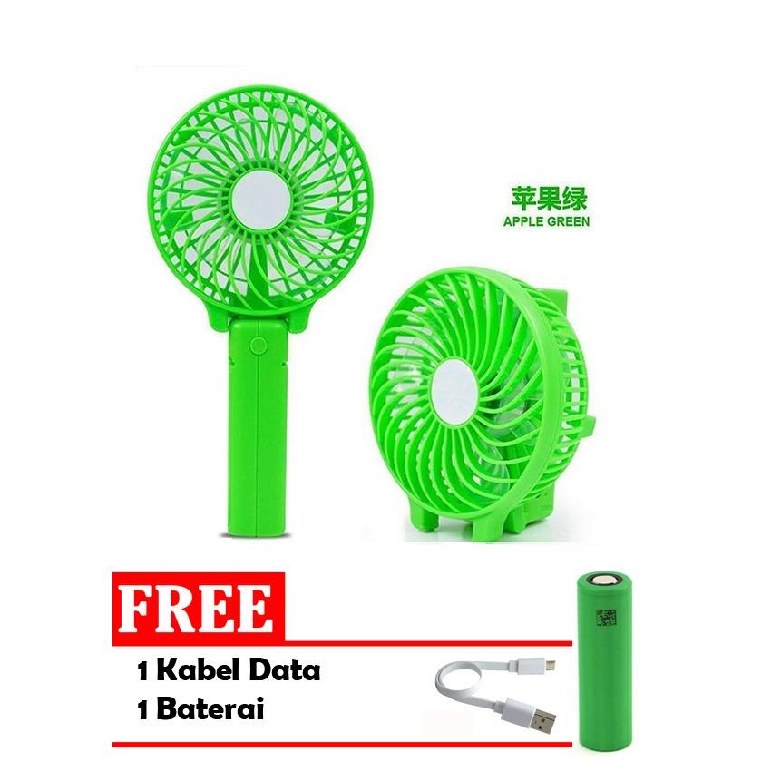 Kipas Handy Mini Fan Lipat Portable Recharger Quality Brand + Free Baterai dan Kabel data