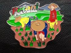 Magnet / tempelan kulkas petani souvenir negara Indonesia