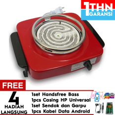 Maspion S-300 Kompor Listrik / Electric Stove - Merah Free Handsfree Headset Mega Bass + Garpu dan Sendok + Case Universal + Kabel data android