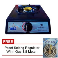 MLS KGST-102 Kompor Gas 1 Tungku SNI - Hitam + Gratis Paket Selang Regulator Winn Gas