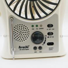 ORIGINAL - Kipas 5 Inchi + Lampu Led + Radio Cas Isi Ulang Arashi