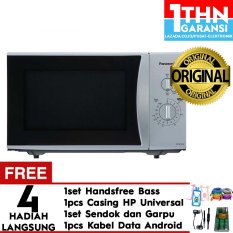 Panasonic NN-SM322MTTE - Microwave Oven 25 Liter - 450 Watt- Abu-abu Free Handsfree Headset Mega Bass + Garpu dan Sendok + Case Universal + Kabel data android