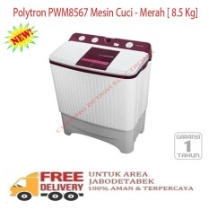 Polytron PWM8567 Mesin Cuci - Merah [ 8.5 Kg]-KHUSUS JABODETABEK