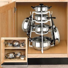 Portable Pan Tree / Rak Panci Dapur - Rak Panci 4 Susun Periuk Organizer Panci Peralatan Dapur - Holder Panci 4 Susun / Rak Panci Susun 4 / Rak Peralatan Dapur Minimalis Ada Gantungan Peralatan Dapur