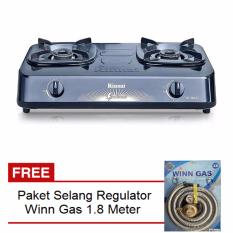 Rinnai RI-302S Kompor Gas 2 Tungku + Free Selang Regulator Gas