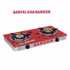 Sanken SG-378FS Kompor Gas Kaca 2 Tungku SIH API BIRU