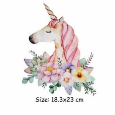 Sederhana Kartun Unicorn Pakaian Stiker Gaun Sweater Bisa Dicuci Akord Perpindahan Panas Ukuran: L-Internasional