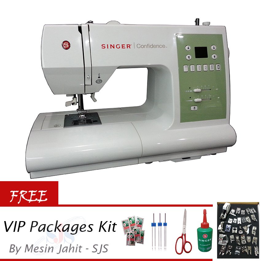 Singer 7467 Confidence Mesin Jahit Computerised + Bonus VIP Packages Kit
