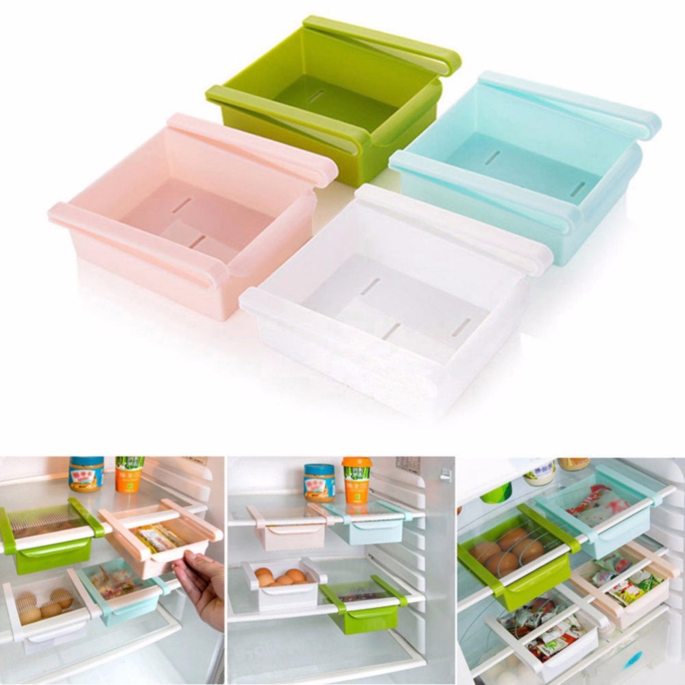 Storage Box Slidding Rak - Rak Meja Kotak Cantol Multifungsi Rak Cantol Serbaguna Freezer Slidding Rak Kulkas - Mix Colour  