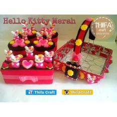 Toples Set + Keranjang Air Mineral / Aqua 16 Hias Flanel - Hello Kitty - 7Ae33b