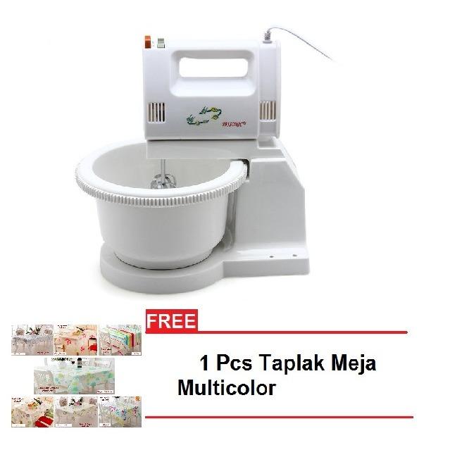 Trisonic Stand Mixer Com Mixer Berdiri - Putih  + Free Taplak Meja Uk. 130x180cm - Random 