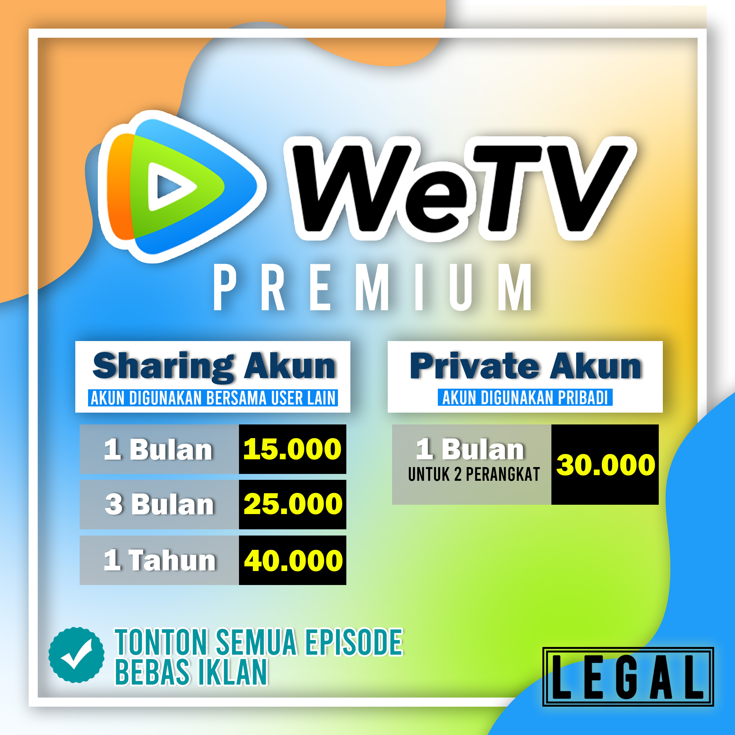 WETV Premium 1 Bulan Resmi Bergaransi | Lazada Indonesia