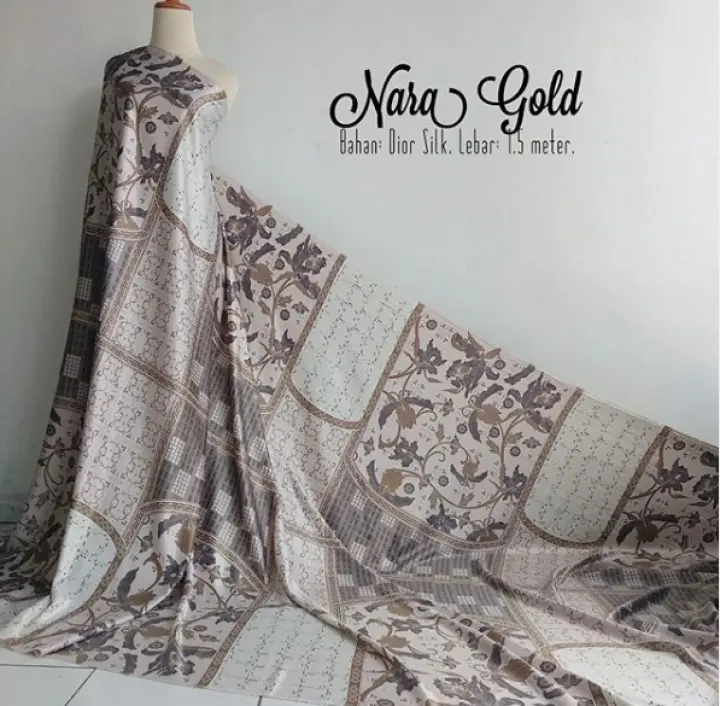 Kain Meteran Motif Bahan Pakaian Motif Nara Warna Gold Bahan Dior Silk Harga Per 1 Meter Lazada Indonesia