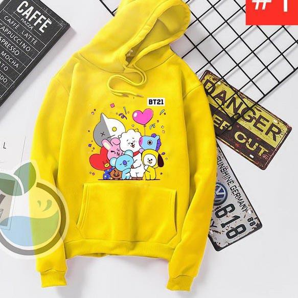 perempuan hoodie bt21 kuning 