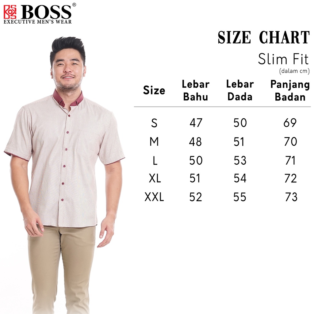 BOSS Kemeja Polos Pria Kombinasi Lengan Panjang Slim Fit 1801N
