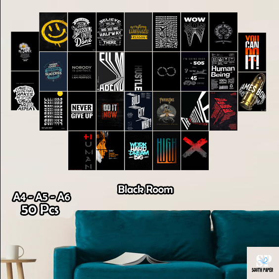 POSTER AESTHETIC MOTIF BLACK ROOM 50 PCS / POSTER DINDING AESTHETIC