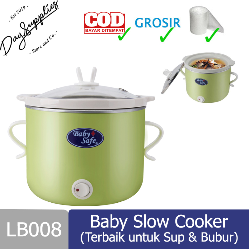 Baby Safe LB008 Slow Cooker Push Button 0.8 L (Terbaik untuk Sup & Bubur) warna HIJAU Lazada