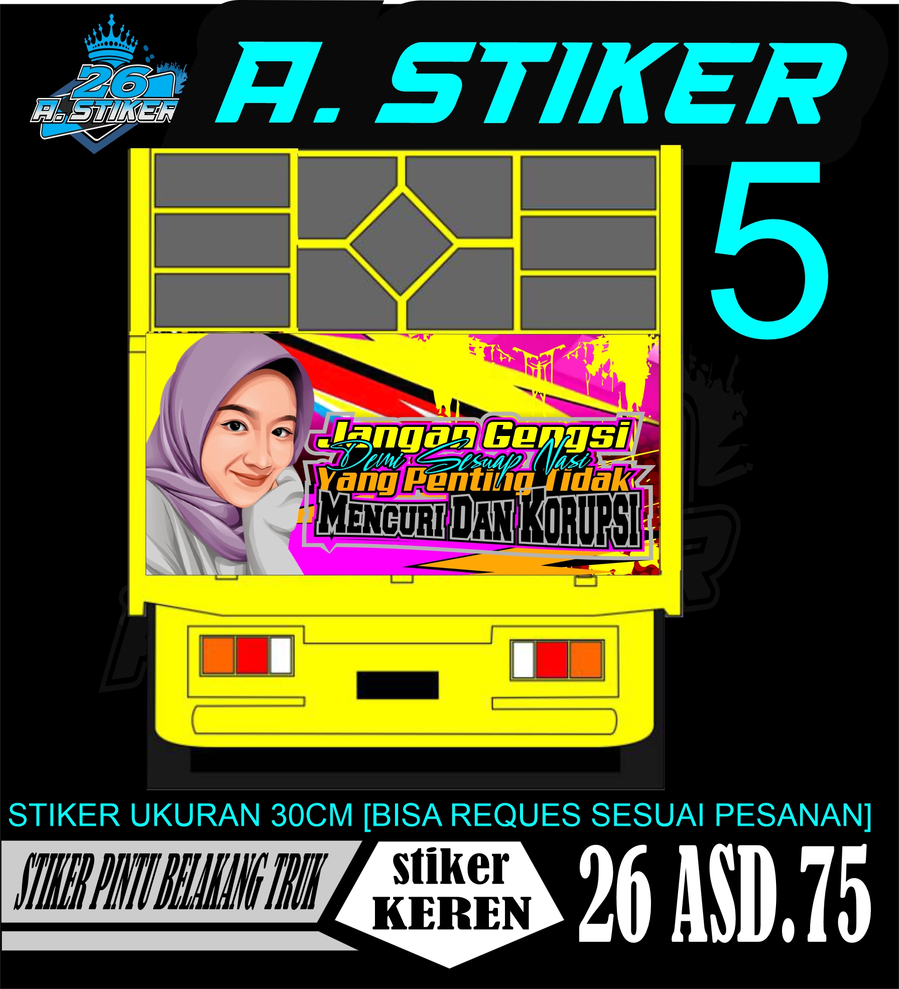 Stiker Decal Bak Belakang Truk/Canter Stiker Variasi Pintu Belakang