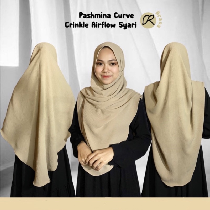 [ Hijabasket ] Pashmina Curve Syari Oval Crinkle Airflow Premium Tutup Pundak Bawal Shawl | Kualitas Premium