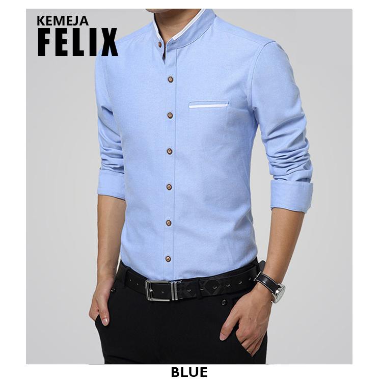 HEM FELIX MAN BAJU KEMEJA POLOS PRIA LENGAN PANJANG KEMEJA FORMAL COWOK WARNA MAROON HITAM PUTIH