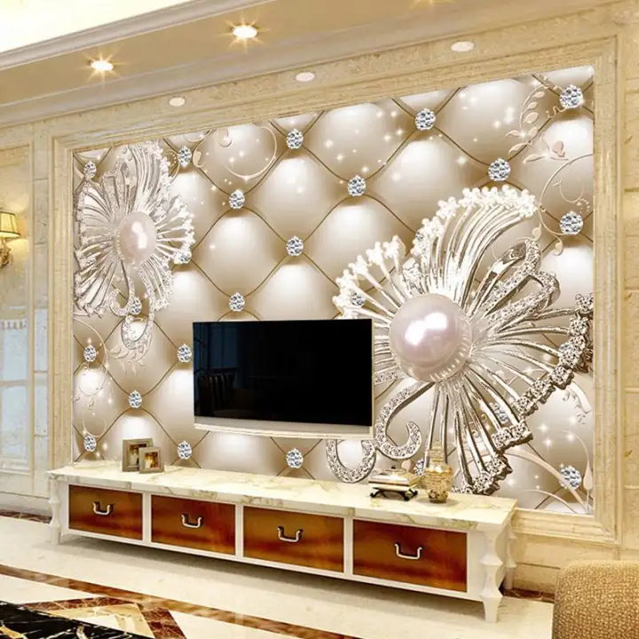 170 85 Cm Custom Wallpaper Mural 3d Pak Lembut Berlian Perhiasan Bunga Kertas Dinding Mewah Ruang Keluarga Hotel Tv Latar Belakang Murales Pared De 3d