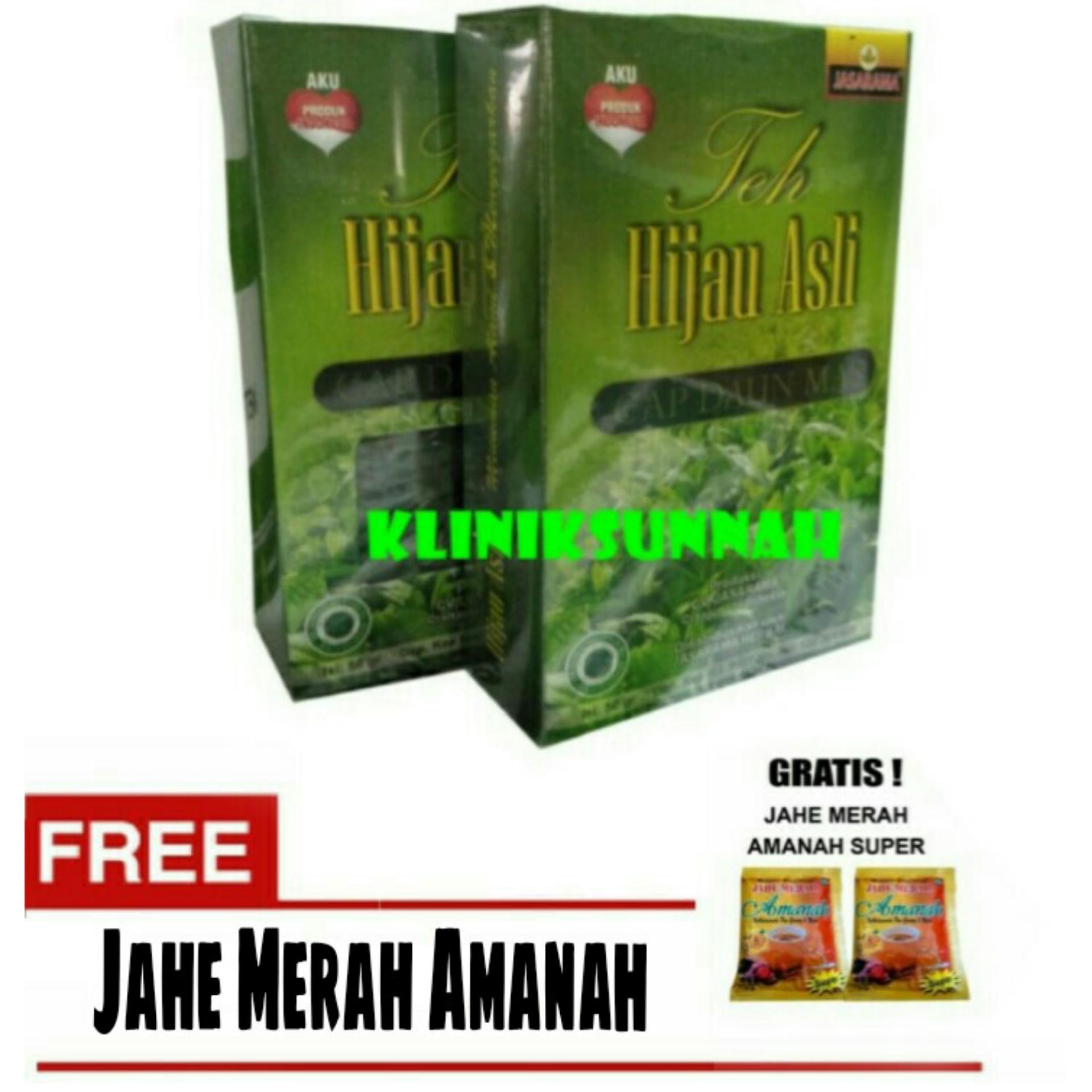 KLINIKSUNNAH 2 Bok Teh Hijau Asli (Obat Pelangsing, Slim, Kolesterol, Diet, Darah Tinggi)+ Jahe Merah