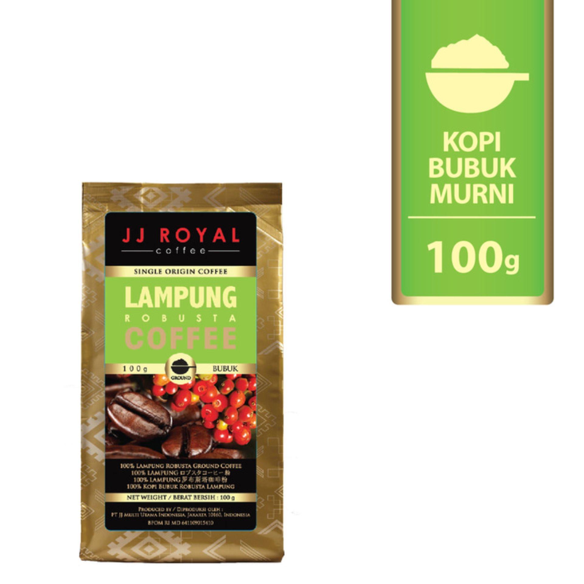 Dapatkan Penawaran Kopi JJ Royal Lampung Robusta Coffee Ground Bag 100
Gram