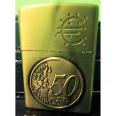 Korek Api Minyak Model Zippo Kantai Motif Coin Euro - Gold