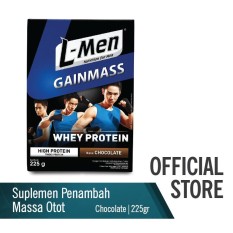 L-Men Gain Mass Chocolate 225gr - Susu Penambah Berat Badan Tinggi Whey Protein