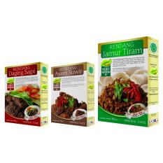 Rendang Daging Sapi, Ayam Suwir & Jamur Tiram