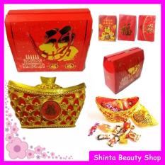 Permen Coklat Imlek Toples Gold + Paperbag Box & Angpao Xinjia
