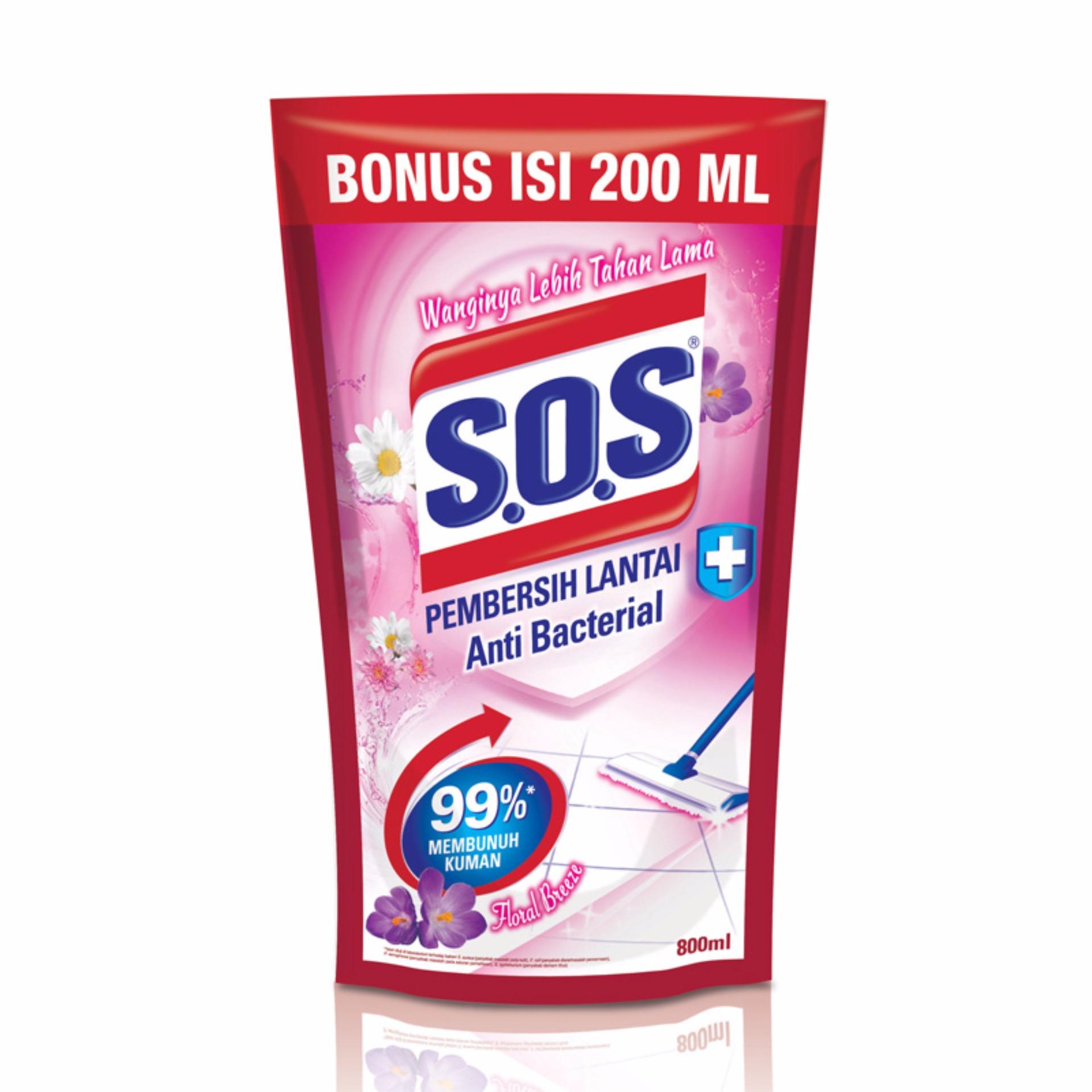 SOS Pembersih Lantai Extra Refill - Floral Breeze Refill [800 + 200 mL]