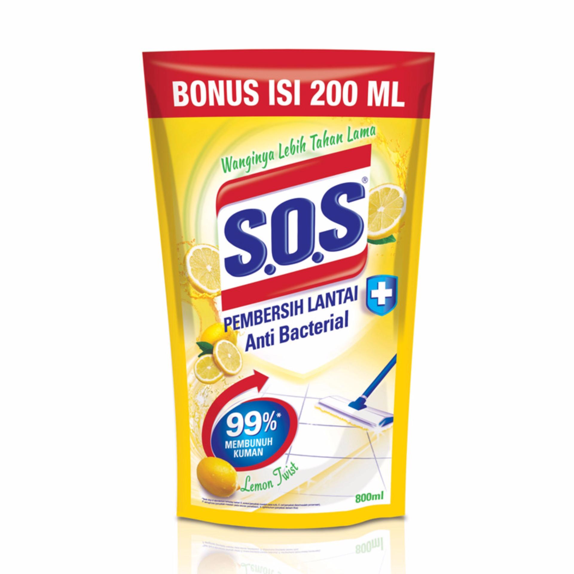 SOS Pembersih Lantai Extra Refill - Lemon Twist Refill [800 + 200 mL]