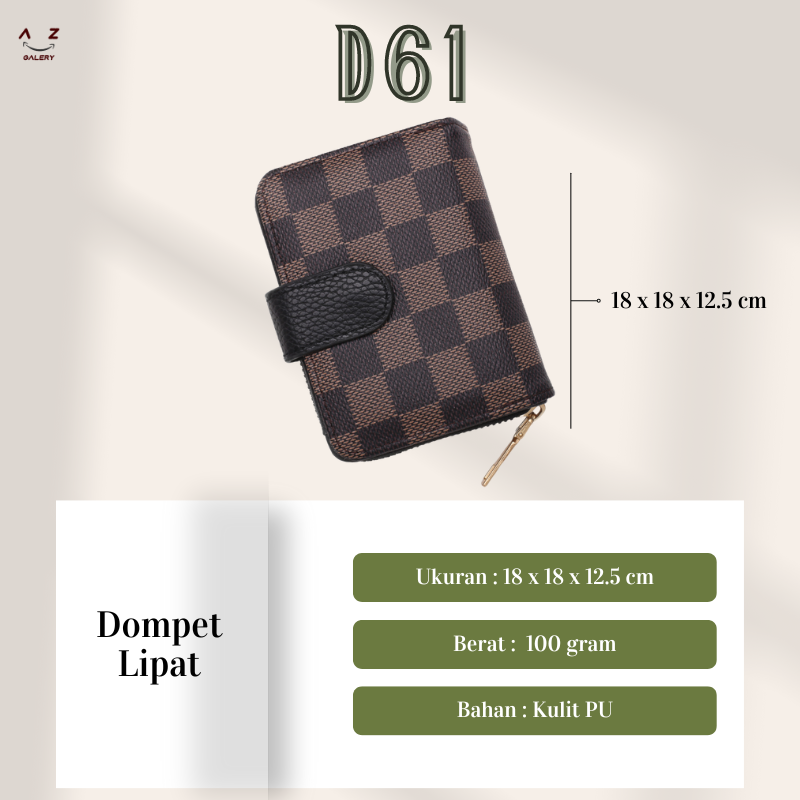 Azgalery D61 / Dompet Lipat Mini Kecil Perempuan Bahan Kulit PU