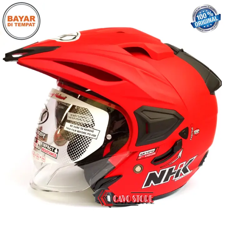 Helm Nhk Predator Crypton Solid Red Doff Original Helm Half Face Double Visor Lazada Indonesia