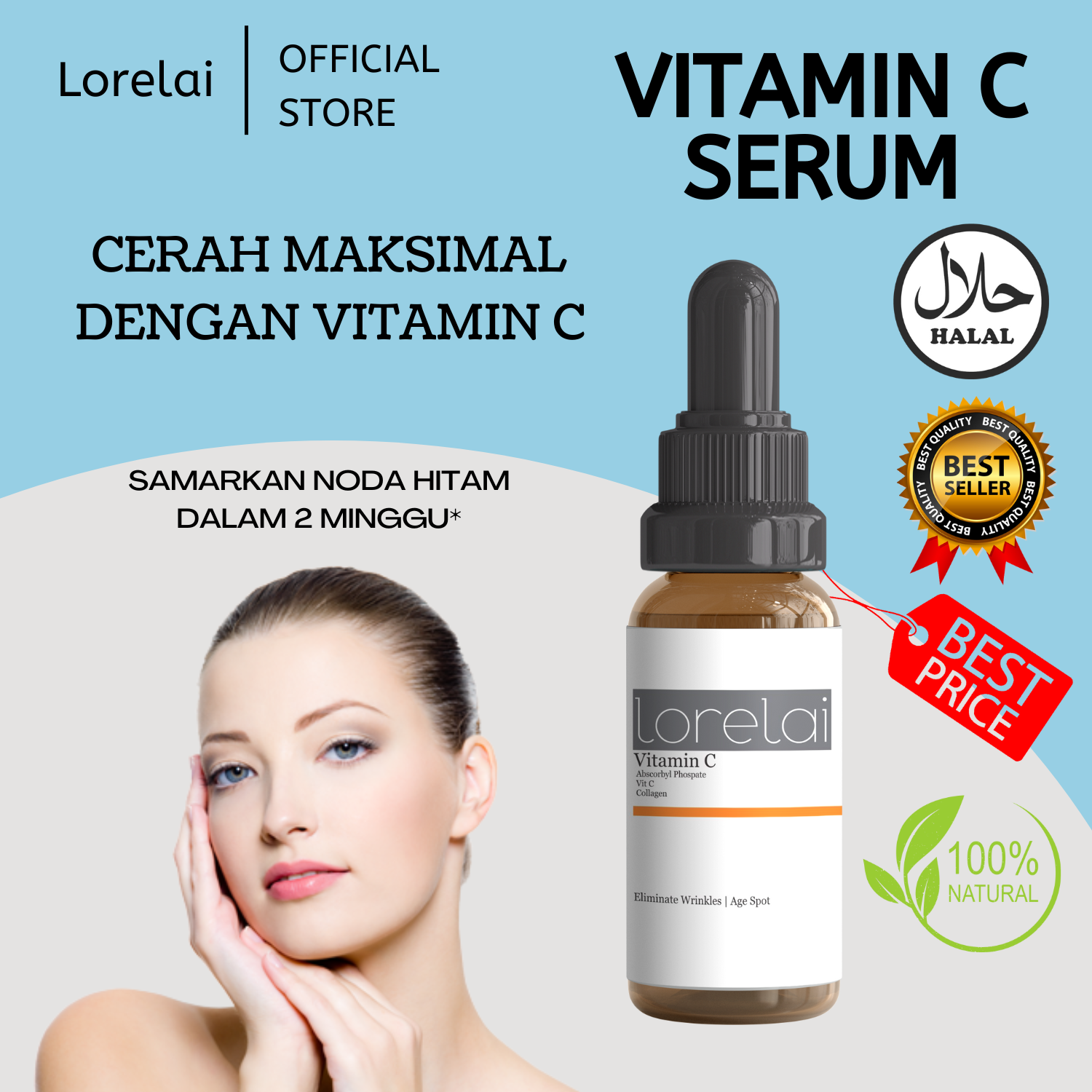 Serum vitamin c wajah glowing dan putih, vit c whitening glowing
