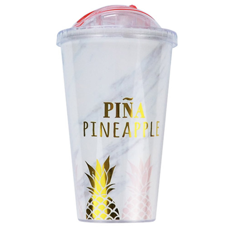 Creative Coffee Mugs Bpa Free Plastic Water Bottle Pink Pineapple