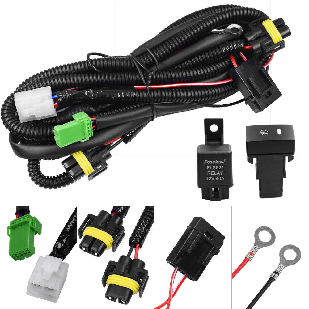 Anyike 12V 40A Relay Wiring Harness Work Light Wiring Harness ON/OFF Switch Cable Waterproof Kit H11 LED Work Light Honda Nissan For LED Off-road Driving Lights
