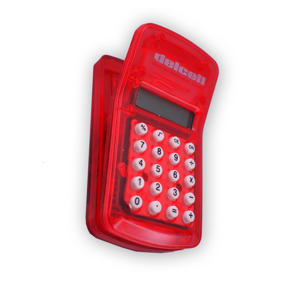 Delcell Kalkulator Pocket Klip Magnet Super Mini - Merah