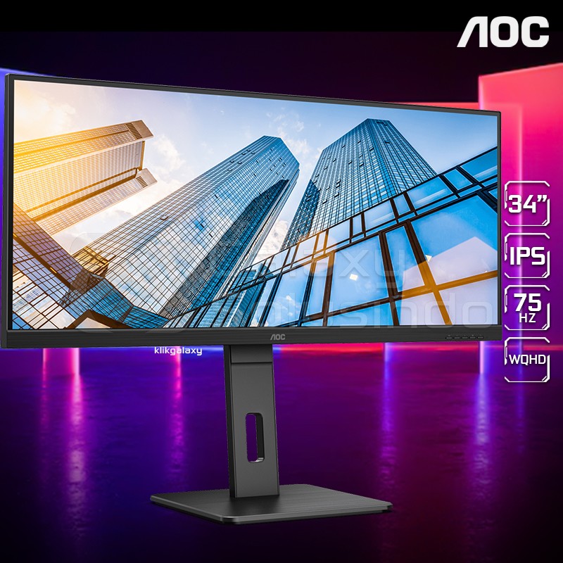 AOC U34P2C 34" IPS 4ms 75Hz WQHD UltraWide Monitor | Lazada Indonesia