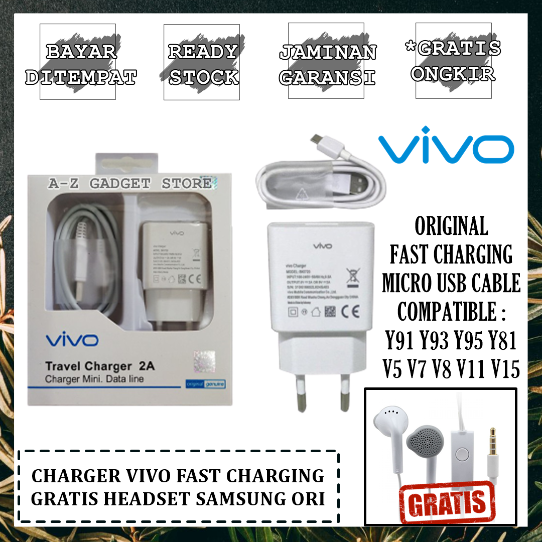 Charger VIVO V7 V8 V15 Support fast charging GRATIS Headset