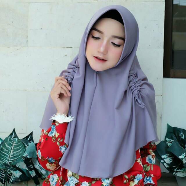 Jilbab Murah / Jilbab Cantik / Hijab Murah / Hijab Cantik / Khimar Pet Kanaya Rempel Dua / Khimar Pet Pinguin / Khimar Pet Double Rumbai Sifon Ceruty
