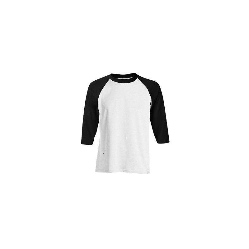 Kaos Polos Raglan Combed 20s Putih Hitam